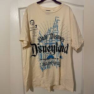 Disney Cream Tee with Blue Disneyland Graphic Featuring Walt